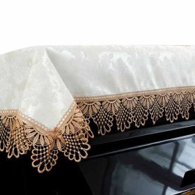 Beige Dustproof Piano Cloth Piano Cover Old Gold Lace Upright Piano Dust Cover