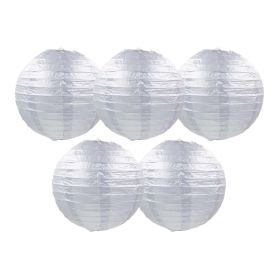 8 Inches 5 Pcs Silver Chinese Style Paper Lantern Blank Decorative Hanging Lanterns for Garden Party Wedding Lampshade