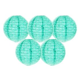 5 Pcs 8" Blue Chinese Style Paper Lantern Hollow-out Decorative Hanging Lanterns for Wedding Party Christmas
