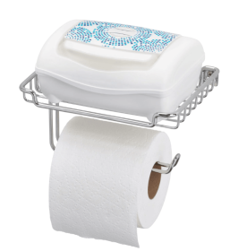 Mainstays Wall Mount Toilet Paper Dispenser with Shelf, 7.2" x 5.23" x 3.77", Chrome