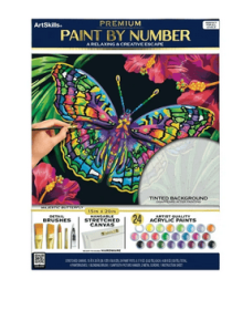 ArtSkills Majestic Butterfly Paint by Number Art Kit for Adults, 20" x 15" Stretched Canvas, Unisex Wall Art