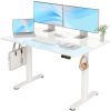 48 Inch Electric White Glass Standing Desk, Adjustable Height ,Quick Install Home Office Computer Desk, Stand Up Desk,
