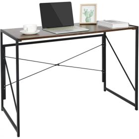 Folding Computer Writing Desk Wood Top Metal Frame Study Desk PC Laptop Table