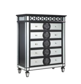 ACME Varian II Chest in Black Velvet & BLACK & Sliver FINISH BD00588