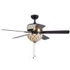 Tohva 6-Light Ivory Tiffany 5-Blade 52-Inch Matte Black Ceiling Fan