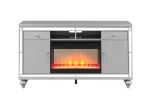 TV Stand With Electric Fireplace in Silver