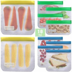 Reusable Sandwich Bags - 10 Pack Leakproof Freezer Gallon Bags BPA Free- Extra Thick Durable Reusable Storage Bags - Reusable Snack Bags For Food Frui