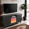 Fireplace TV Stand with 18" Electric Fireplace, Mid Century Modern Entertainment Center with Drawer and Shelf