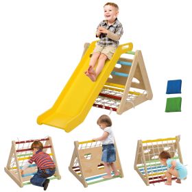Qaba 5 in 1 Pikler Triangle Set, Indoor Toddler Climbing Toys with Slide & Sandbags, Montessori Climber, Baby Gym Play Set
