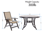 [Dropshipping] 5 Piece Outdoor Dining Set Patio Furniture, Aluminum Folding Chair Sling Chair Set with 46 inch Round Mosaic Tile Top Aluminum Table