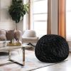 Faux Fur Bean Bag Chair, Black-5ft Cozy and Stretchable Fabric Lounger for Children and Adults with Easy-Clean Cover