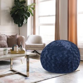 Faux Fur Bean Bag Chair, Navy-4ft Cozy and Stretchable Fabric Lounger for Children and Adults with Easy-Clean Cover