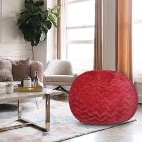 Faux Fur Bean Bag Chair, Red-4ft Cozy and Stretchable Fabric Lounger for Children and Adults with Easy-Clean Cover