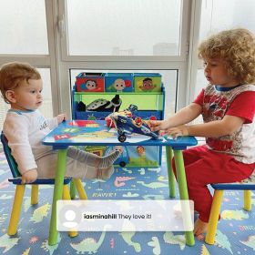 4-Piece Toddler Playroom– Includes Play Table Toy Organizer; Greenguard Gold Certified; Blue/Green