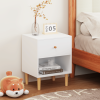 23.22"H Wooden Nightstand with One Drawer One Shelf for Kids, Adults, White