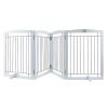 VEVOR Free Standing Dog Gate, 32" H x 96.5" W Freestanding Pet Gate, 4 Panels Foldable Dog Gate for Wide and Narrow Passageways