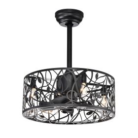 18'' Decor Forward Reverse 5 Blades Ceiling Fan Lamps, Industrial Style Vintage Fan Ceiling Fan with 3 Speeds Adjustable for Living Room, Bedroom