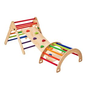 VEVOR Pikler Triangle Set, 5 in 1 Toddler Climbing Toys Indoor Playground, Large Size Wooden Climbing Gym for Toddlers 1-3 Years