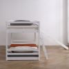 Elevated Cross Guard Rail with Slide Twin Pine Wooden Bed White