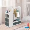 Kids Costume Organizer Costume RackKids ArmoireOpen Hanging Armoire Closet with Mirror-WHITE