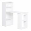HOMCOM Modern Home Office Desk with 6-Tier Storage Shelves, 47" Writing Table with Bookshelf, White