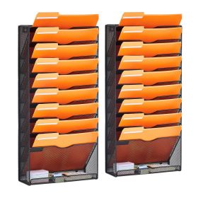 VEVOR File Wall Rack, Two-Piece 10 Pockets Mesh Wall File Holder, Wall Mounted Magazine Mail Paper & Document Storage Folder