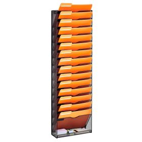 VEVOR Hanging Wall Files Organizer, 16-Tier Vertical Wall File Holder, Metal Wall Mounted Magazine Mail Paper Document Storage Folder