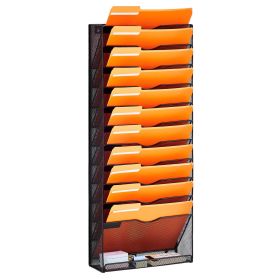 VEVOR File Wall Rack, One-Piece 12 Pockets Mesh Wall File Holder, Wall Mounted Magazine Mail Paper & Document Storage Folder