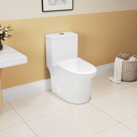 1.1/1.6 GPF Elongated Comfort Height Super Quite Flushing Floor Mounted One-Piece Toilet, CUPC Certified, WaterSense Cetified, Ceramic, White Color