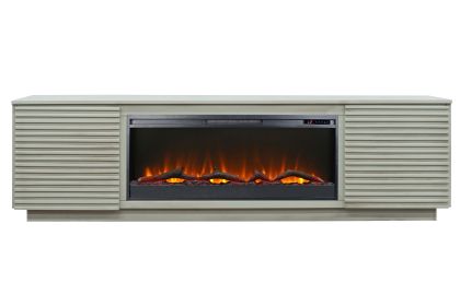 Bridgevine Home Stardust 89 inch Fireplace TV Stand for TVs up to 100 inches, Sandstone Finish