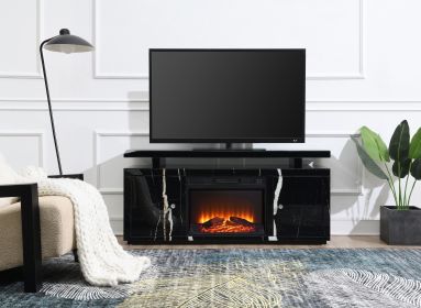 ACME Drisana TV Stand w/Fireplace, Black Mirrored Finish LV03868