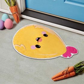 1 Easter Chick Bath Mat Non-slip, Imitation Cashmere Carpet, Colorful Little Yellow Chicken Bathroom Decorative Floor Mat, 24x15 Inch Machine Washable