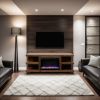Laurel Canyon 65 inch Fireplace TV Stand for TVs up to 75 inches, Minimal Assembly, Oak Bourbon Finish