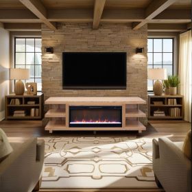Laurel Canyon 82 inch Fireplace TV Stand for TVs up to 90 inches, Minimal Assembly, Natural Finish