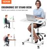 VEVOR Mobile Standing Desk, 28"-44" Gas-Spring Height Adjustable Sit-Stand Desk