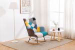 Rocking Chair, Tufted Upholstered Rocking Chair for Nursery, Comfy Wingback Glider Rocker with Safe Solid Wood Base for Living Room Bedroom Balcony