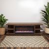 Laurel Canyon 82 inch Fireplace TV Stand for TVs up to 90 inches, Minimal Assembly, Oak Bourbon Finish