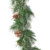 2 Set of 9 ft Cashmere and Snow Bristle Garland with 20 Pine Cones and with 50 Warm White LED Lights with Timer Battery Operated-Outdoor,160 Tips