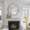 23.62 inches Wood Round Decorative Mirrors for Wall Decor, Rustic Circle Mirror for Bedroom, Bathroom, Living Room