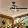 Tohva 6-Light Ivory Tiffany 5-Blade 52-Inch Matte Black Ceiling Fan