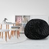 Faux Fur Bean Bag Chair, Black-5ft Cozy and Stretchable Fabric Lounger for Children and Adults with Easy-Clean Cover