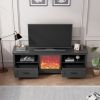 70.08 Inch Length Black TV Stand for Living Room and Bedroom, with 2 Drawers and 4 High-Capacity Storage Compartment,With fireplace
