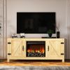 Farmhouse TV Stand; Fireplace TV Stand; Wood Entertainment Center Media Console with Storage; OAK
