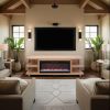Laurel Canyon 82 inch Fireplace TV Stand for TVs up to 90 inches, Minimal Assembly, Natural Finish