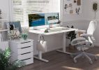48 Inch Electric White Glass Standing Desk, Adjustable Height ,Quick Install Home Office Computer Desk, Stand Up Desk,
