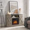 Farmhouse Classic Media TV Stand Antique Entertainment Console with 18" Electric Fireplace Insert for TV up to 50" with Open and Closed Storage Space