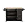 Kitchen Island And Kitchen Trolley, Mobile Kite Island, With Extendable Rubberwood Tabletop, Adjustable Cabinet Shelves