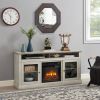 Contemporary TV Media Stand Modern Entertainment Console with 18" Fireplace Insert for TV Up to 65" with Open and Closed Storage Space, Stone Gray