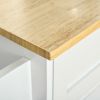 Mobile Kitchen Island with Storage, Kitchen Cart with Wood Top, Storage Drawers, 3-door Cabinets, Adjustable Shelves and Towel Rack, White
