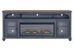 Bridgevine Home Americana 86 in Fireplace TV Stand for TVs up to 95 inches, Corduroy Blue Finish